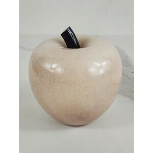 Paperweight Marble Stone Carved Apple Polish 3 1/2" Crowning Touch 80s Vintage